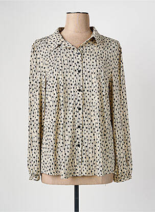 Chemisier coupe cintrée manches longues beige K-DESIGN femme
