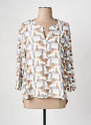 Blouse tissage popeline manches 3/4 beige FRANK WALDER femme