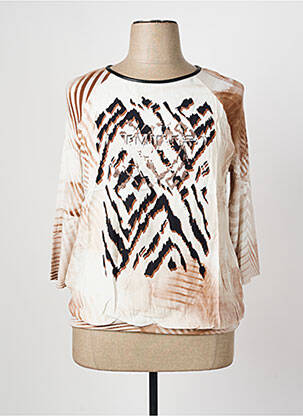 T-shirt stretch manches 3/4 beige FRANK WALDER femme