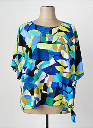 Blouse col rond manches 3/4 bleu JOSEPH RIBKOFF femme