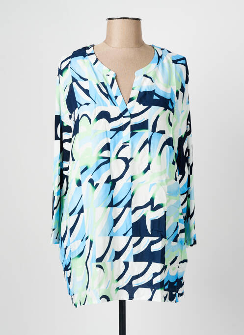 Blouse imprimé fantaisie manches longues bleu FRANK WALDER femme