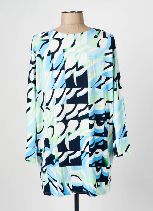 Blouse imprimé fantaisie manches longues bleu FRANK WALDER femme