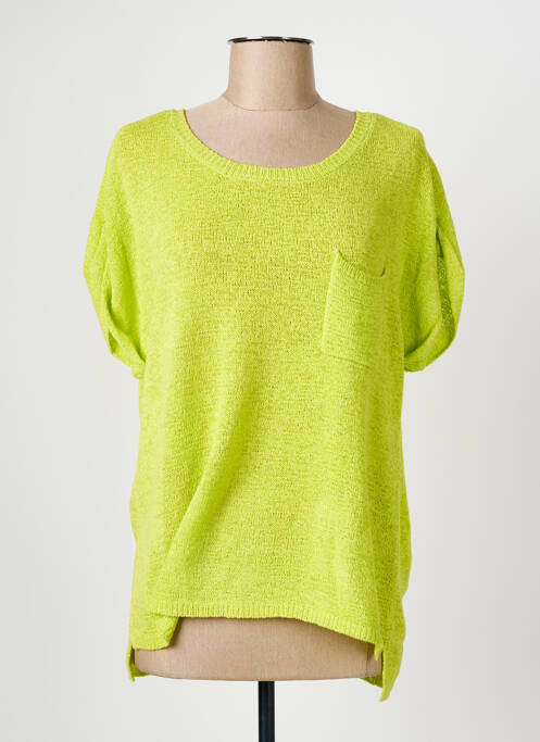 Pull col rond manches courtes vert JOSEPH RIBKOFF femme
