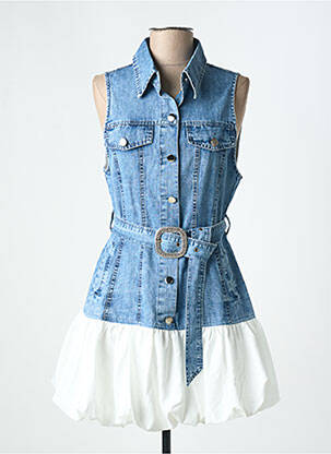 Robe courte sans manche sans manche bleu JASMINE MODE femme