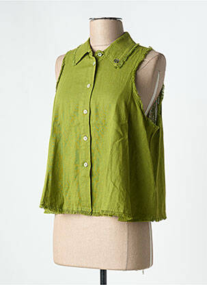 Chemisier coupe droite sans manche vert BSB femme