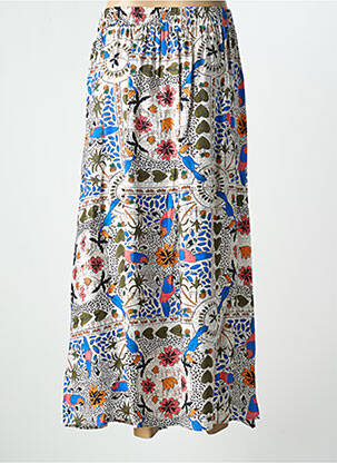 Jupe longue imprimé fantaisie bleu BY ONE femme