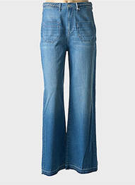 Jeans coupe large stretch taille normale bleu HAPPY femme