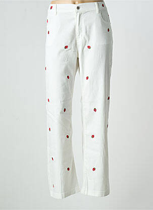Pantalon droit stretch taille normale blanc ONADO femme