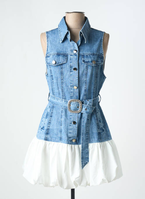 Robe courte sans manche sans manche bleu JASMINE MODE femme