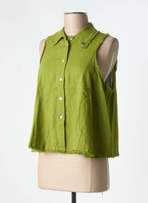 Chemisier coupe droite sans manche vert BSB femme
