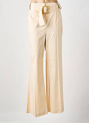 Pantalon flare fermeture zippée sous rabat avec crochet taille haute beige RENATO NUCCI femme