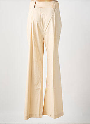 Pantalon flare fermeture zippée sous rabat avec crochet taille haute beige RENATO NUCCI femme