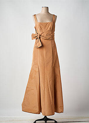 Robe longue coupe cintrée fines bretelles marron FRED SUN femme