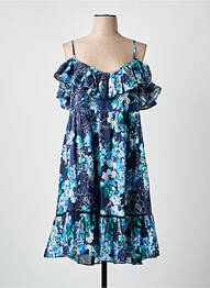 Robe mi-longue imprimé fleurs fines bretelles bleu MY TWIN femme