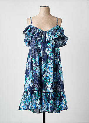 Robe mi-longue imprimé fleurs fines bretelles bleu MY TWIN femme