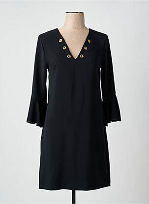 Robe courte fermeture zippée au dos manches longues noir RINASCIMENTO femme