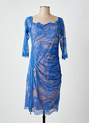 Robe mi-longue manches 3/4 manches 3/4 bleu FOREVER UNIQUE femme
