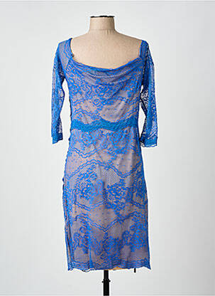 Robe mi-longue manches 3/4 manches 3/4 bleu FOREVER UNIQUE femme