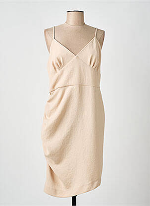 Robe mi-longue tissage crêpe fines bretelles beige PINKO femme