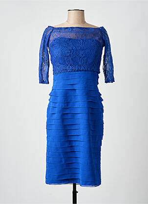 Robe mi-longue manches 3/4 manches 3/4 bleu FASHION NEW YORK femme