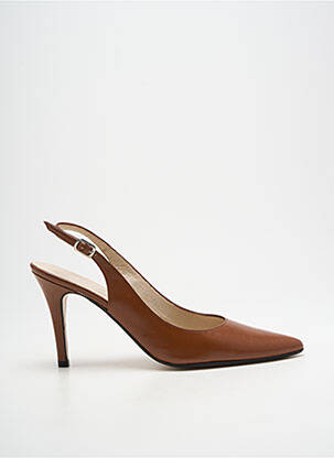 Escarpins tissage satiné talon haut de 10cm et plus marron PALAZZI femme