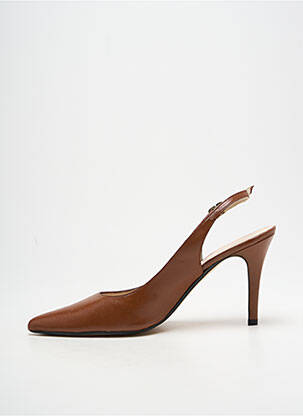 Escarpins tissage satiné talon haut de 10cm et plus marron PALAZZI femme