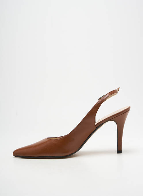 Escarpins tissage satiné talon haut de 10cm et plus marron PALAZZI femme