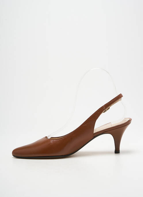 Escarpins tissage satiné talon de 4 à 6cm marron PALAZZI femme
