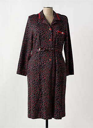 Robe mi-longue imprimé fantaisie manches longues rouge FRANCE RIVOIRE femme
