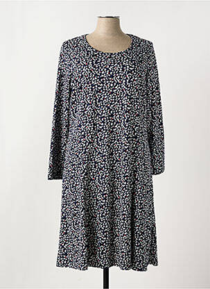 Robe mi-longue imprimé fantaisie manches longues bleu FRANCE RIVOIRE femme