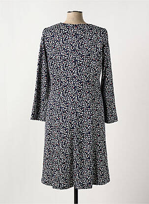 Robe mi-longue imprimé fantaisie manches longues bleu FRANCE RIVOIRE femme
