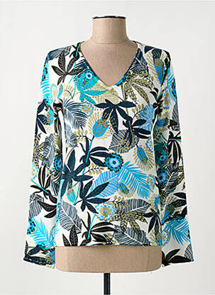 Pull coupe cintrée manches longues bleu CHRISTINE LAURE femme