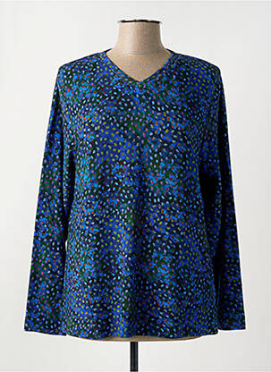 Pull tunique stretch manches longues bleu AGATHE & LOUISE femme