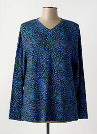 Pull tunique stretch manches longues bleu AGATHE & LOUISE femme