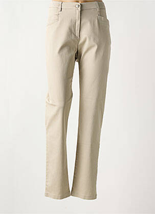 Pantalon droit stretch taille normale beige CHRISTINE LAURE femme