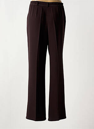 Pantalon droit tissage crêpe taille normale marron CHRISTINE LAURE femme