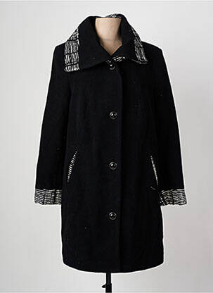 Manteau long coupe cintrée sans capuche noir CHRISTINE LAURE femme