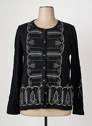 Gilet manches longues col rond noir CHRISTINE LAURE femme