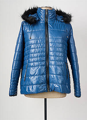 Doudoune manches longues a capuche bleu FRANCE RIVOIRE femme