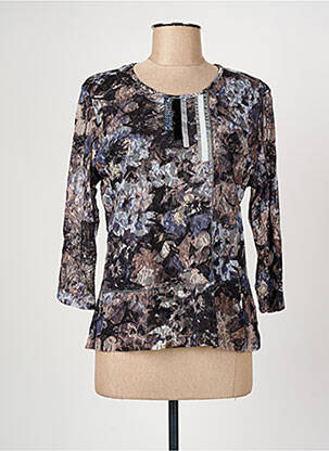 Top coupe cintrée manches 3/4 gris CHRISTINE LAURE femme