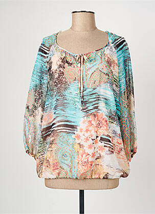 Blouse légère et transparente manches 3/4 bleu CHRISTINE LAURE femme