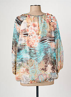 Blouse légère et transparente manches 3/4 bleu CHRISTINE LAURE femme