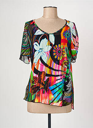 Top tissage crêpe manches courtes noir CHRISTINE LAURE femme