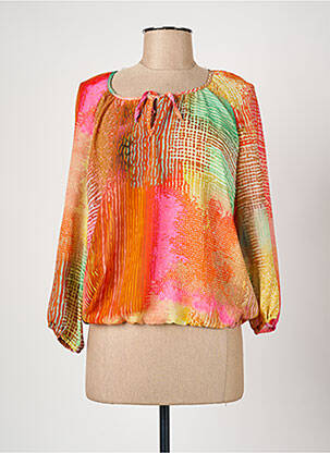 Blouse légère et transparente manches 3/4 orange CHRISTINE LAURE femme