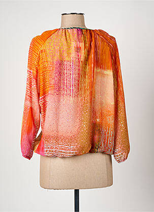Blouse légère et transparente manches 3/4 orange CHRISTINE LAURE femme
