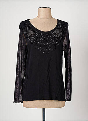 T-shirt sérigraphie avec strass manches longues noir CHRISTINE LAURE femme