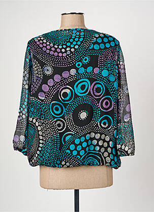 Blouse légère et transparente manches 3/4 bleu CHRISTINE LAURE femme
