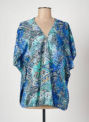 Blouse manches courtes manches courtes bleu CHRISTINE LAURE femme