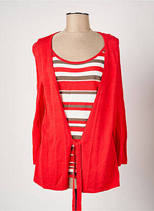 Pull tunique stretch manches longues orange CHRISTINE LAURE femme