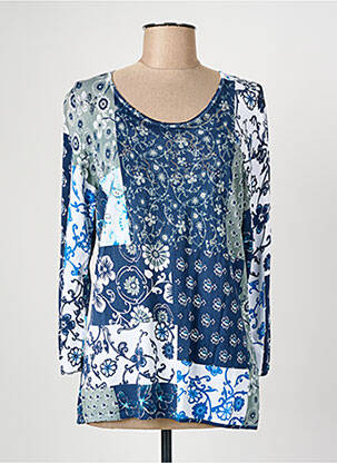 Pull coupe cintrée manches longues bleu CHRISTINE LAURE femme